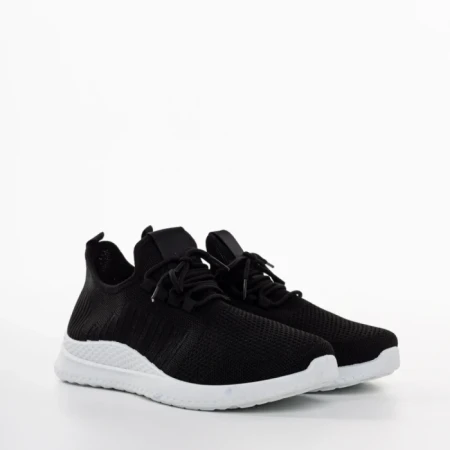 Pantofi sport barbati negri cu alb din material textil Speer