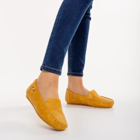 Mocasini dama galbeni din piele ecologica Vanera