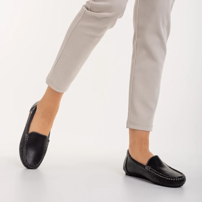 Mocasini dama negri din piele ecologica Vanera