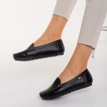 Mocasini dama negri din piele ecologica Vanera