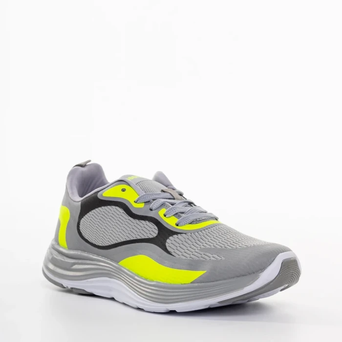 Pantofi sport barbati gri din piele ecologica si material textil Raimond