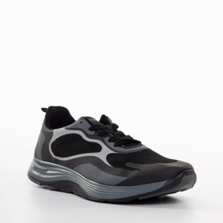 Pantofi sport barbati negri din piele ecologica si material textil Raimond