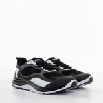 Pantofi sport barbati negri cu gri din piele ecologica si material textil Raimond
