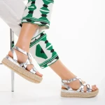 Sandale dama argintii din piele ecologica Xiena