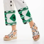 Sandale dama argintii din piele ecologica Xiena