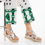 Sandale dama argintii din piele ecologica Xiena