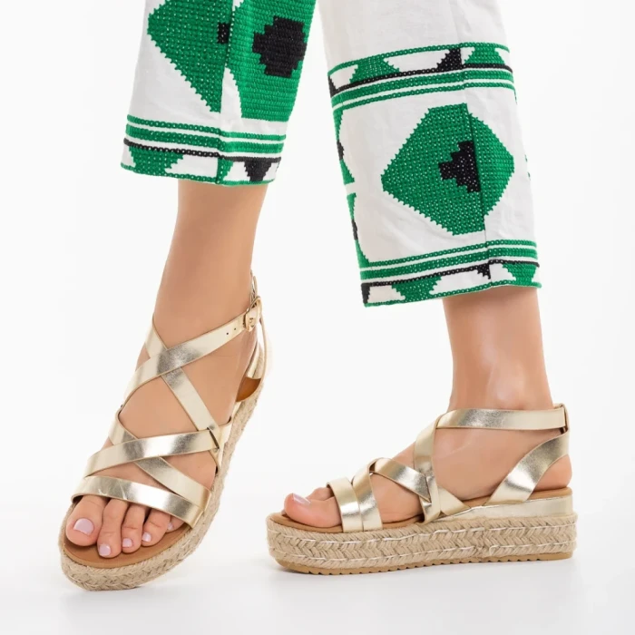 Sandale dama aurii din piele ecologica Xiena