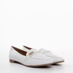 Mocasini dama albi din piele ecologica Genevieve
