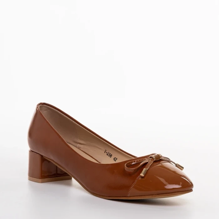 Pantofi dama cu toc camel din piele ecologica Colina