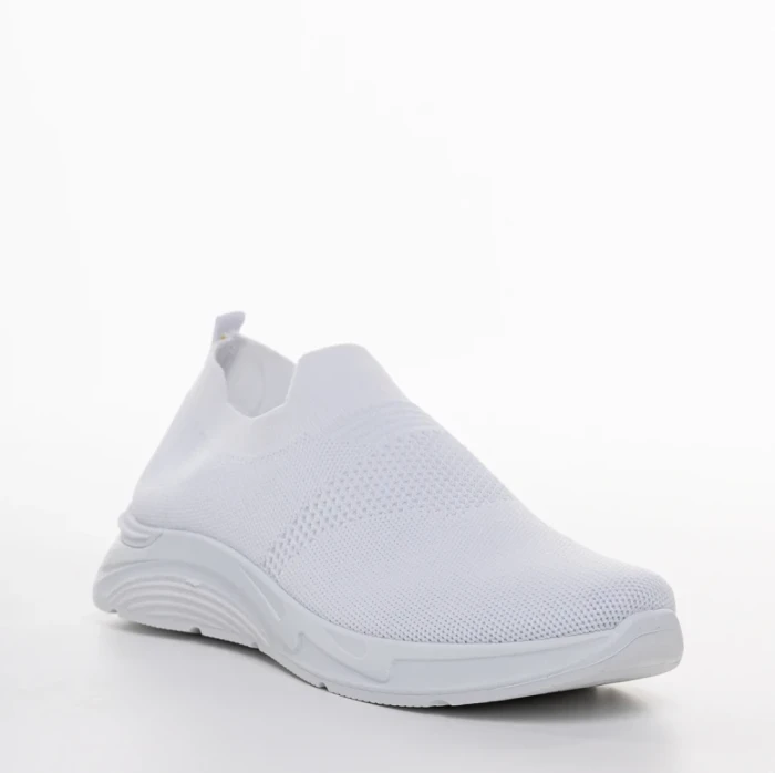 Pantofi sport dama albi din material textil Sky