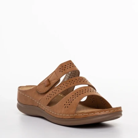 Papuci dama camel din piele ecologica Finley