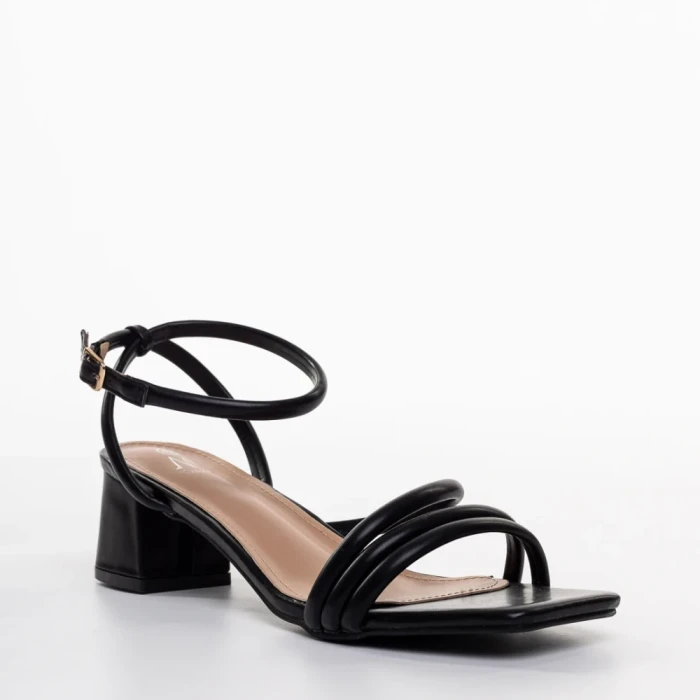 Sandale dama cu toc negre din piele ecologica Nayeli