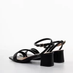 Sandale dama cu toc negre din piele ecologica Nayeli