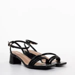 Sandale dama cu toc negre din piele ecologica Nayeli