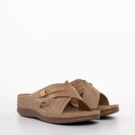 Papuci dama bej din piele ecologica Lennon