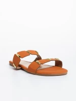 Papuci dama camel din material textil Ivanna