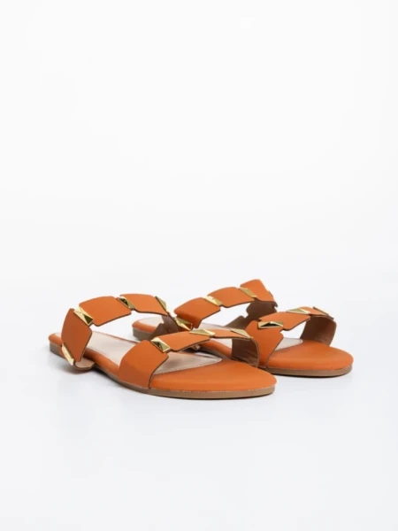 Papuci dama camel din material textil Ivanna