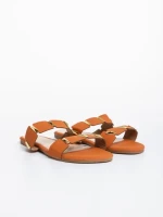 Papuci dama camel din material textil Ivanna