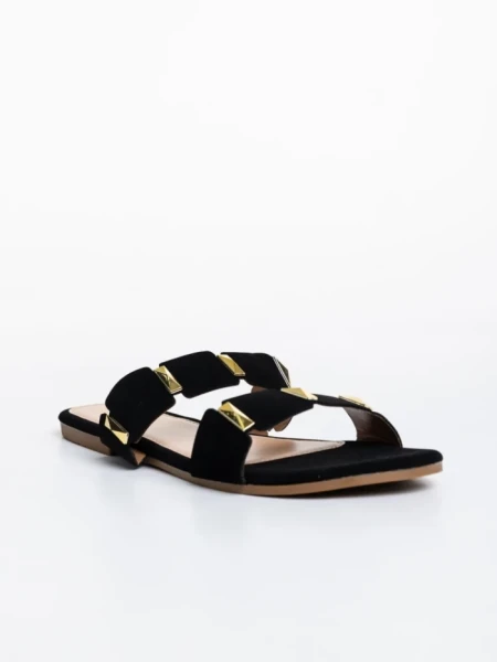 Papuci dama negri din material textil Ivanna