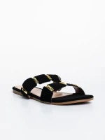 Papuci dama negri din material textil Ivanna