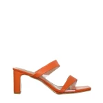 Papuci dama cu toc portocalii din piele ecologica Cameron