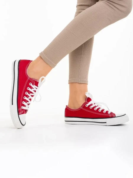 Tenisi dama rosu din material textil Selima