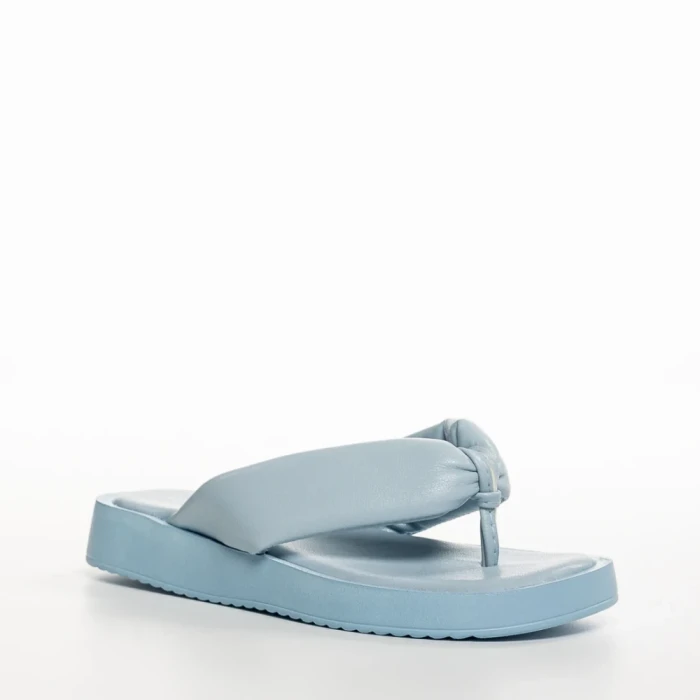 Papuci copii albastri din piele ecologica Ronald