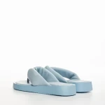 Papuci copii albastri din piele ecologica Ronald