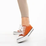 Tenisi dama portocaliu inchis din material textil Selima