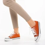 Tenisi dama portocaliu inchis din material textil Selima