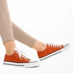 Tenisi dama portocaliu inchis din material textil Selima