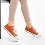 Tenisi dama portocaliu inchis din material textil Selima