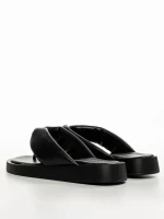 Papuci copii negri din piele ecologica Ronald