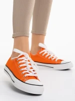 Tenisi dama portocalii din material textil Selima
