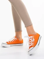 Tenisi dama portocalii din material textil Selima