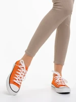 Tenisi dama portocalii din material textil Selima
