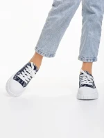 Tenisi dama albastri inchis din material textil Jeremiah