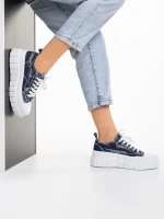 Tenisi dama albastri inchis din material textil Jeremiah