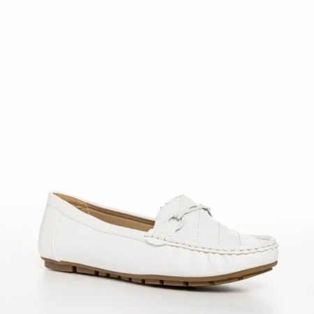 Mocasini dama albi din piele ecologica Stanley