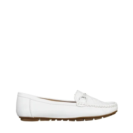 Mocasini dama albi din piele ecologica Stanley