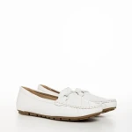 Mocasini dama albi din piele ecologica Stanley