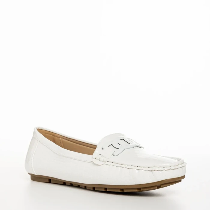 Mocasini dama albi din piele ecologica Terrance