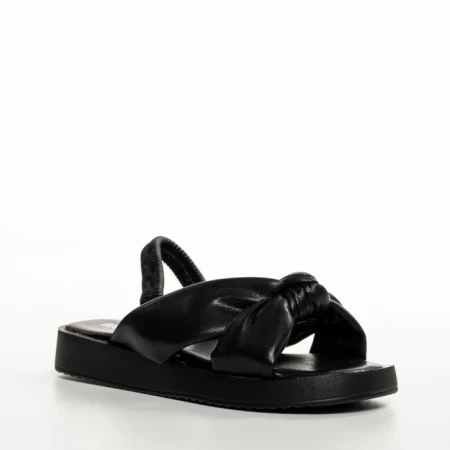 Sandale copii negri din piele ecologica Louis