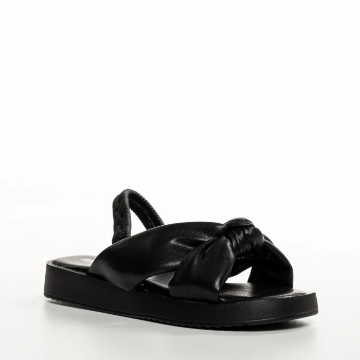 Sandale copii negri din piele ecologica Louis