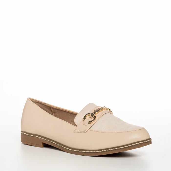 Mocasini dama bej din piele ecologica Vance