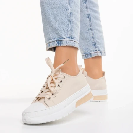 Tenisi dama bej din material textil Nathana