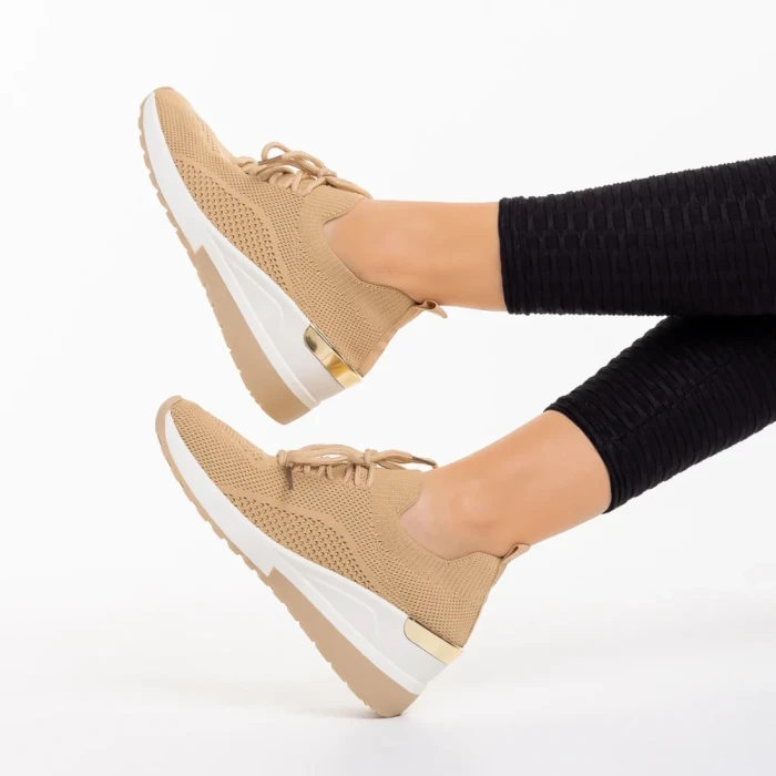 Pantofi sport dama bej din material textil Riolla