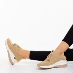 Pantofi sport dama bej din material textil Riolla