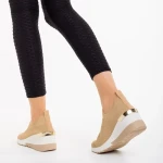 Pantofi sport dama bej din material textil Misima