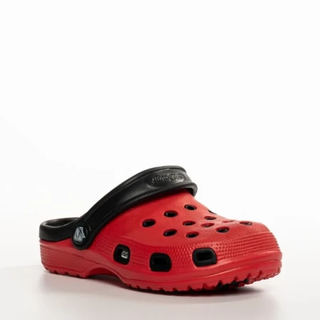 Papuci copii negri cu rosu din material sintetic Ibrahim